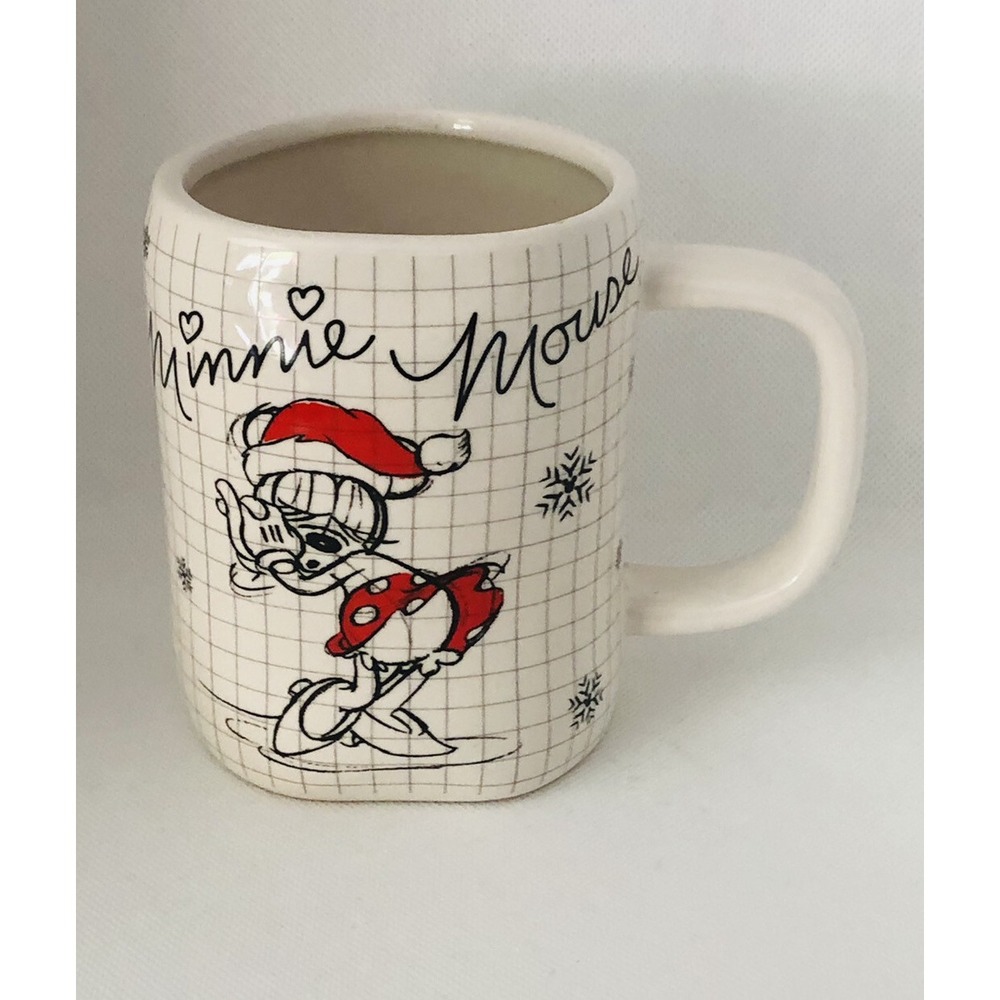 Minnie Mouse Coffee Mug Disney Sketch Book Santa Hat Tea Cup Christmas Mug